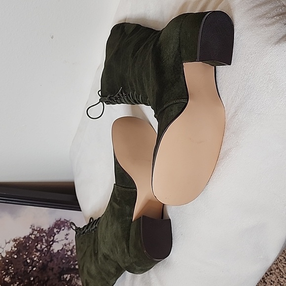 NEW Colin Stuart Victoria Secret Green Lace Up Moto Combat Boots Bohemian Army - Picture 6 of 14